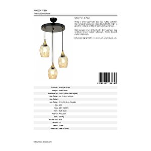 Selvi Modern Avize E27 36w 40cm Metal Siyah Dorbien-av-65234-3t-bsy