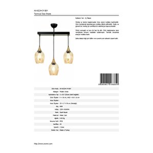 Selvi Modern Avize E27 36w 60x10cm Metal Siyah Dorbien-av-65234-3y-bsy