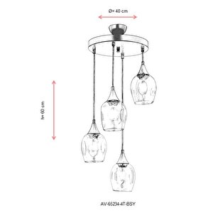 Selvi Modern Avize E27 48w 40cm Metal Siyah Dorbien-av-65234-4t-bsy