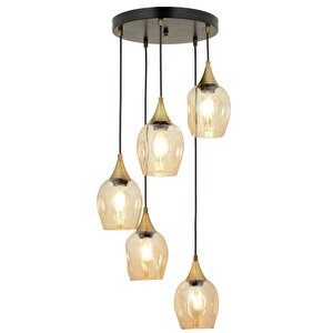 Selvi Modern Avize E27 60w 40cm Metal Siyah Dorbien-av-65234-5t-bsy