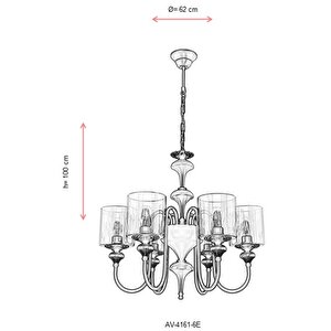 Odın Modern Avize E27 72w 62cm Metal Eskitme Avonni-av-4161-6e