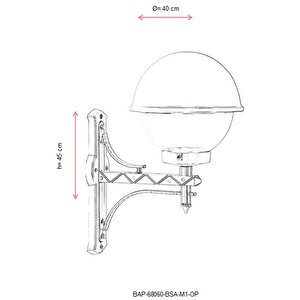 Bahçe Aplik E27 12w 40cm Alüminyum Sarı Dorbien-bap-68060-bsa-m1-op