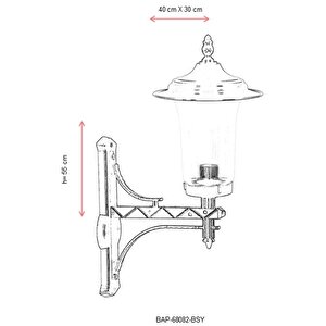 Bahçe Aplik E27 12w 40x30cm Alüminyum Siyah Dorbien-bap-68082-bsy