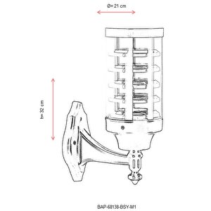 Bahçe Aplik E27 12w 21cm Alüminyum Siyah Dorbien-bap-68138-bsy-m1