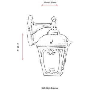 Bahçe Aplik E27 12w 25x20cm Abs Siyah Dorbien-bap-68181-bsy-m4