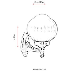 Bahçe Aplik E27 12w 27x23cm Alüminyum Siyah Dorbien-bap-68187-bsy-m2