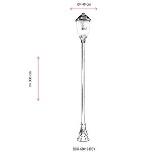 Bahçe Direkleri E27 12w 40cm Alüminyum Siyah Dorbien-bdr-68019-bsy