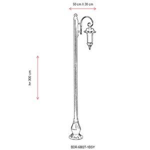 Bahçe Direkleri E27 12w 50x30cm Alüminyum Siyah Dorbien-bdr-68027-1bsy