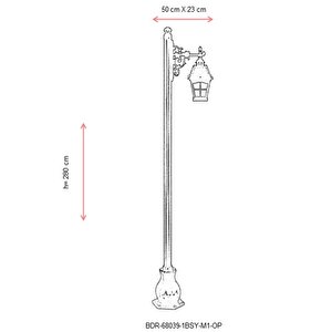 Bahçe Direkleri E27 12w 50x23cm Alüminyum Siyah Dorbien-bdr-68039-1bsy-m1-op