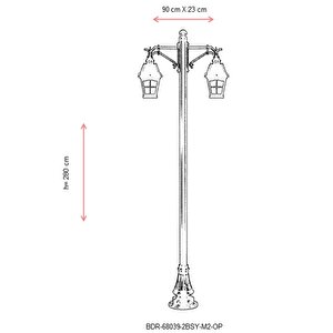 Bahçe Direkleri E27 24w 90x23cm Alüminyum Siyah Dorbien-bdr-68039-2bsy-m2-op