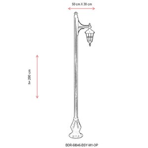 Bahçe Direkleri E27 12w 50x30cm Alüminyum Siyah Dorbien-bdr-68046-bsy-m1-op