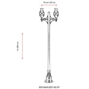 Bahçe Direkleri E27 24w 70x22cm Alüminyum Siyah Dorbien-bdr-68048-2bsy-m2-op