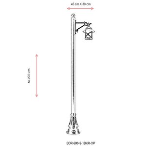 Bahçe Direkleri E27 12w 45x30cm Alüminyum Kahverengi/siyah Dorbien-bdr-68049-1bkr-op