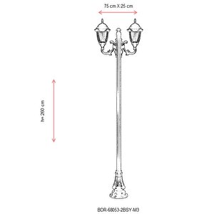 Bahçe Direkleri E27 24w 75x25cm Alüminyum Siyah Dorbien-bdr-68053-2bsy-m3