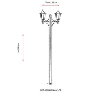 Bahçe Direkleri E27 24w 75x25cm Alüminyum Sarı/siyah Dorbien-bdr-68054-2bsy-m3-op