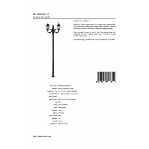 Bahçe Direkleri E27 24w 70x30cm Çelik Boru Siyah Dorbien-bdr-68184-2bsy-m3