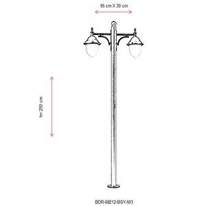 Bahçe Direkleri E27 24w 95x30cm Çelik Boru Siyah Dorbien-bdr-68212-bsy-m3