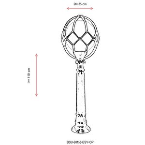 Bahçe Set Üstü Aydınlatma E27 12w 35cm Abs Siyah Dorbien-bsu-68155-bsy-op