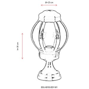 Bahçe Set Üstü Aydınlatma E27 12w 23cm Abs Siyah Dorbien-bsu-68195-bsy-m1