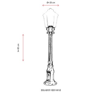 Bahçe Set Üstü Aydınlatma E27 12w 20cm Abs Siyah Dorbien-bsu-68197-1bsy-m1-b