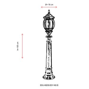 Bahçe Set Üstü Aydınlatma E27 12w 18cm Abs Siyah Dorbien-bsu-68208-bsy-m2-b