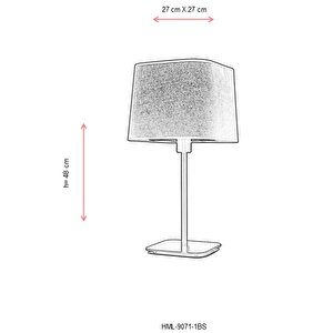 Riga Abajur E27 12w 27x27cm Metal Siyah Avonni-hml-9071-1bs