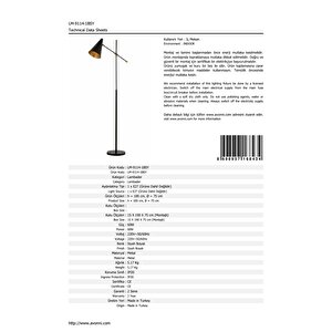 Megafon Lambader E27 12w 20x75cm Metal Siyah Avonni-lm-9114-1bsy