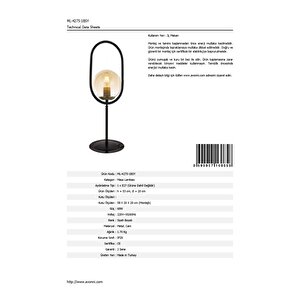 Catch Çalışma Masası Lambası E27 12w 20cm Metal Siyah Dorbien-ml-4275-1bsy