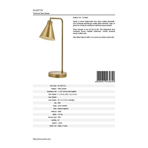 Wendy Çalışma Masası Lambası E27 12w 32x16cm Metal Eskitme Dorbien-ml-62077-01