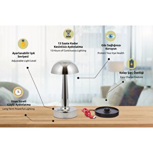 Dark Forest Çalışma Masası Lambası Led 3w 12cm Metal Krom Avonni-ml-64004-k