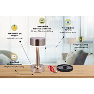 Acceptance Çalışma Masası Lambası Led 3w 11cm Metal Nikel Avonni-ml-64005-n