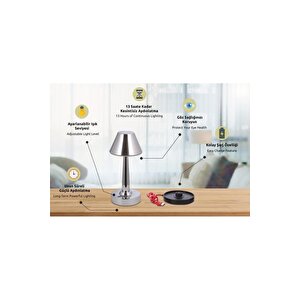 Tracy Çalışma Masası Lambası Led 3w 11cm Metal Krom Avonni-ml-64006-k