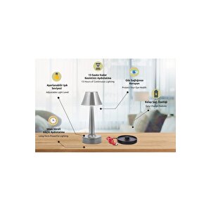 Tracy Çalışma Masası Lambası Led 3w 11cm Metal Nikel Avonni-ml-64006-n