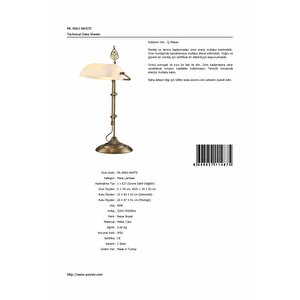 Lara Çalışma Masası Lambası E27 12w 30x20cm Metal Eskitme Avonni-ml-9063-white