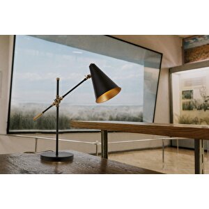 Megafon Çalışma Masası Lambası E14 6w 64x20cm Metal Siyah Avonni-ml-9114-1bsy