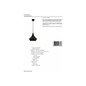 Akasya Sarkıt E27 12w 27cm Metal Siyah Avonni-av-4106-m6-bsy