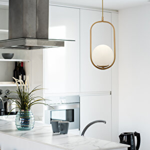 Lorin Tekli Eskitme Sarkıt Beyaz Camlı Modern Sarkıt Mutfak Salon Sarkıt Avize Eskitme