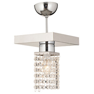 Peter Tekli Krom  Kristalli, Taşlı Modern Tasarım Kristal Salon Avize Tekli