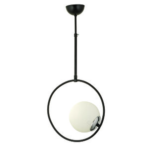 Eric Tekli Krom Beyaz Camlı Modern Sarkıt Mutfak Salon Sarkıt Avize Krom