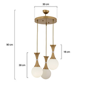 Joel 3lü Yuvarlak Eskitme Beyaz Camlı Modern Genç Odası Mutfak Salon Sarkıt Avize