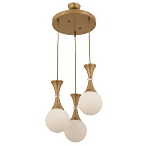 Joel 3lü Yuvarlak Eskitme Beyaz Camlı Modern Genç Odası Mutfak Salon Sarkıt Avize