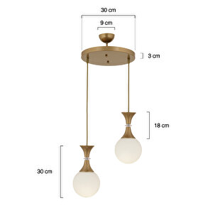 Joel 2li Yuvarlak Eskitme Beyaz Camlı Modern Genç Odası Mutfak Salon Sarkıt Avize