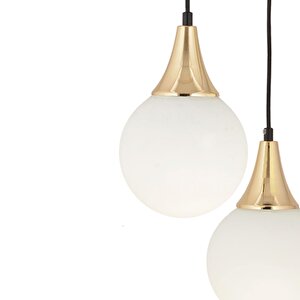 Damla 3lü Yuvarlak Siyah Gold Beyaz Camlı Sarkıt Modern Genç Odası Mutfaksalon Avize