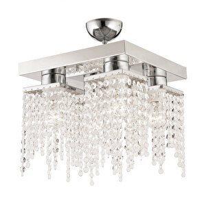 Nikola 4lü Krom Kristalli Taşlı Modern Tasarım Kristal Salon Avize