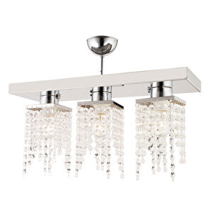 Nikola 3lü Krom Kristalli Taşlı Modern Tasarım Kristal Salon Avize