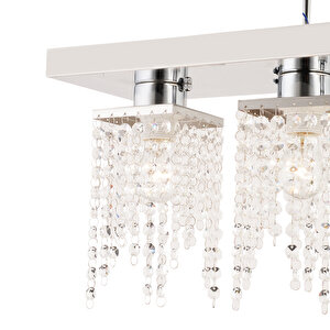 Nikola 3lü Krom Kristalli Taşlı Modern Tasarım Kristal Salon Avize