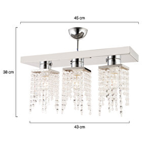 Nikola 3lü Krom Kristalli Taşlı Modern Tasarım Kristal Salon Avize