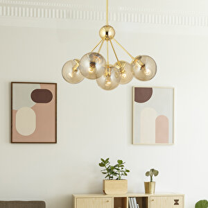 Meyo 5li Gold Bal Camlı Modern Genç Odası Yatak Odası Salon Avize Gold