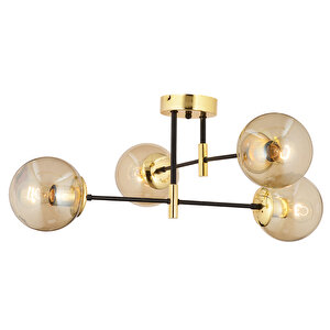 Maral 4lü Siyah Gold Bal Camlı Modern Koridor Mutfak Salon Retro Avize