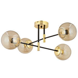 Maral 4lü Siyah Gold Bal Camlı Modern Koridor Mutfak Salon Retro Avize